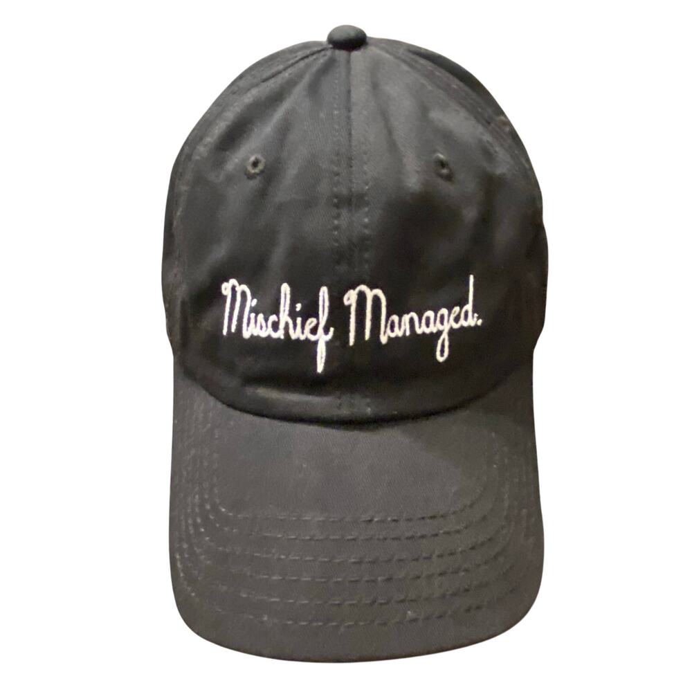 Harry Potter 2009 Mischief Managed Black Embroidered Adjustable Hat Cap Marauder